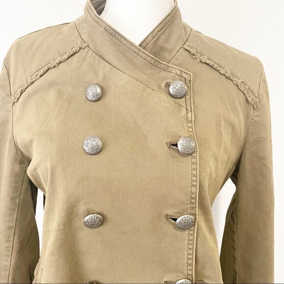 Free People green ruffled military jacket small - Picture 13 of 15